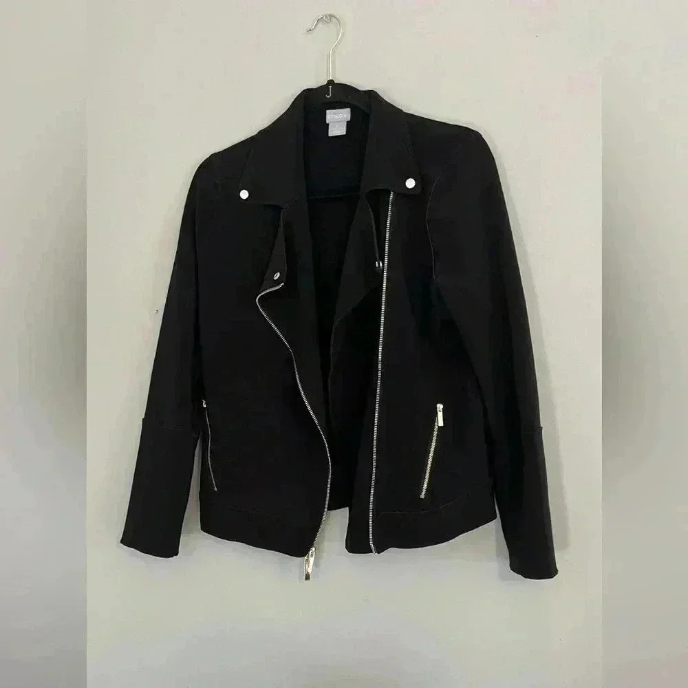 Chico’s Women’s size 0 Black zip up jacket. Gold trim